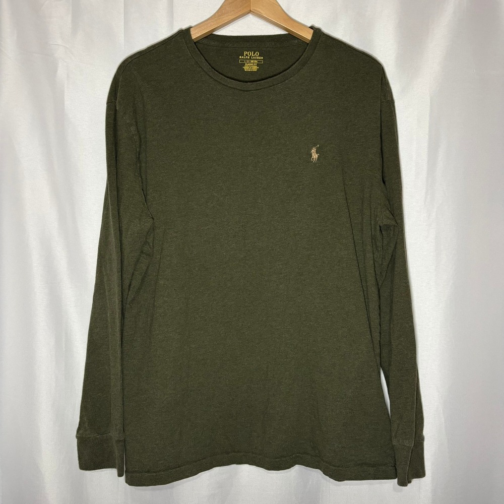 Polo Ralph Lauren Mens Classic Fit Long Sleeve T-Shirt Olive Green Large L
